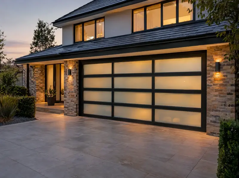Glazed and full-vision sectional garage doors – example of the door type